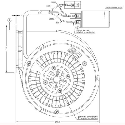 Ventilador centrífugo Natalini para estufas de pellets Eco Spar, Deville, Puros y otras- Sit Group, caudal 480 m³/h - Comparación de Producto