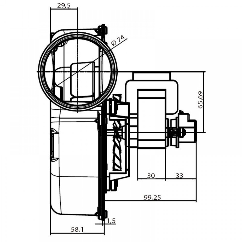 Extractor de humos Fergas para estufas de pellets Edilkamin, Cadel, Ravelli y otros, Caudal máximo 117 m³/h | Ventiladores y sopladores para estufas de pellets | Repuestos estufa de pellets |