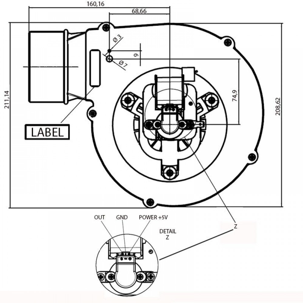 Extractor de humos Fergas para estufas de pellets Edilkamin, Cadel, Ravelli y otros, Caudal máximo 117 m³/h | Ventiladores y sopladores para estufas de pellets | Repuestos estufa de pellets |