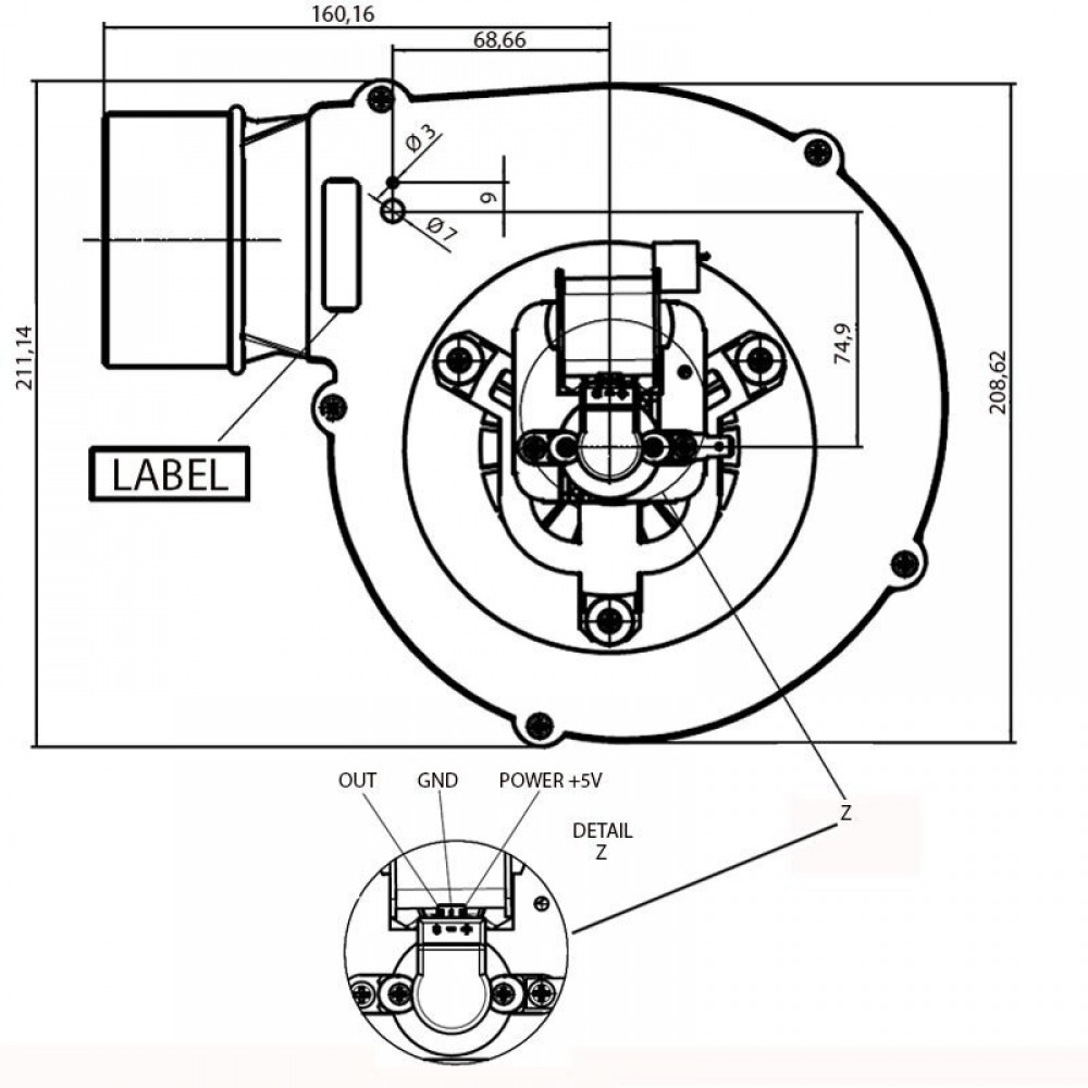 Extractor de humos Fergas 162 m³/h para estufas de pellets Ecoteck, Ferroli, Ravelli, Sideros y otras | Ventiladores y sopladores | Piezas de estufa de pellets |