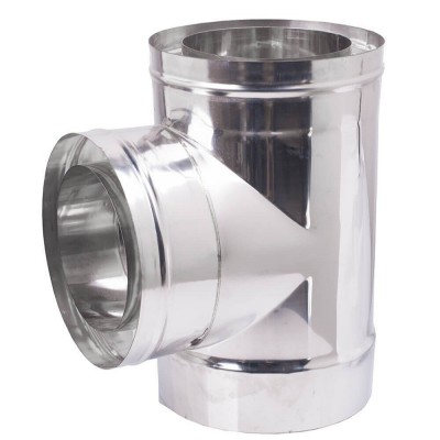Tubo t para chimenea 90°, doble pared, con tapa, Aislamiento, Acero inoxidable AISI 304, Ф100-150 - Comparación de Producto