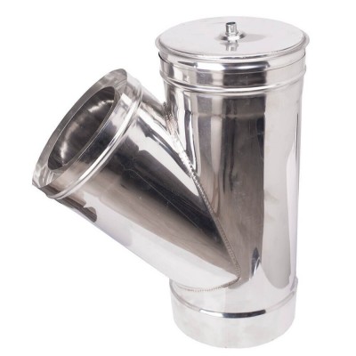 Tubo t para chimenea 135°, doble pared, con tapa, Aislamiento, Acero inoxidable AISI 304, Ф100-150 - Comparación de Producto