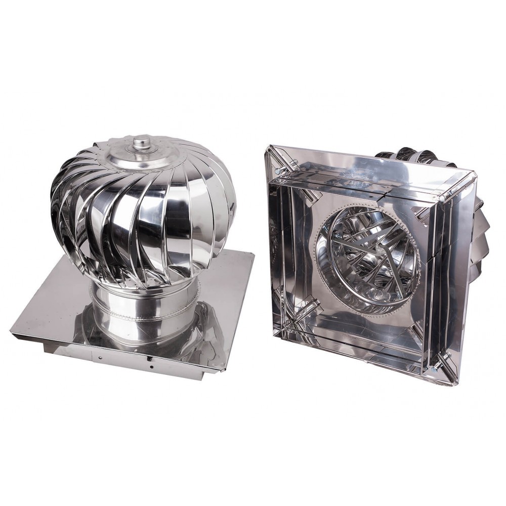 Sombrerete giratorio Aspiromatic, Acero inoxidable AISI 304, Base cuadrada reglada | Sombreretes de chimenea | Chimeneas |