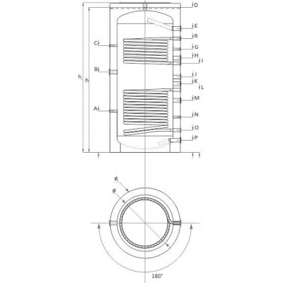 Depósito de inercia Sunsystem, Modelo PR2 300, Capacidad 300L, Un recipiente con dos bobinas de intercambio de calor - Comparación de Producto
