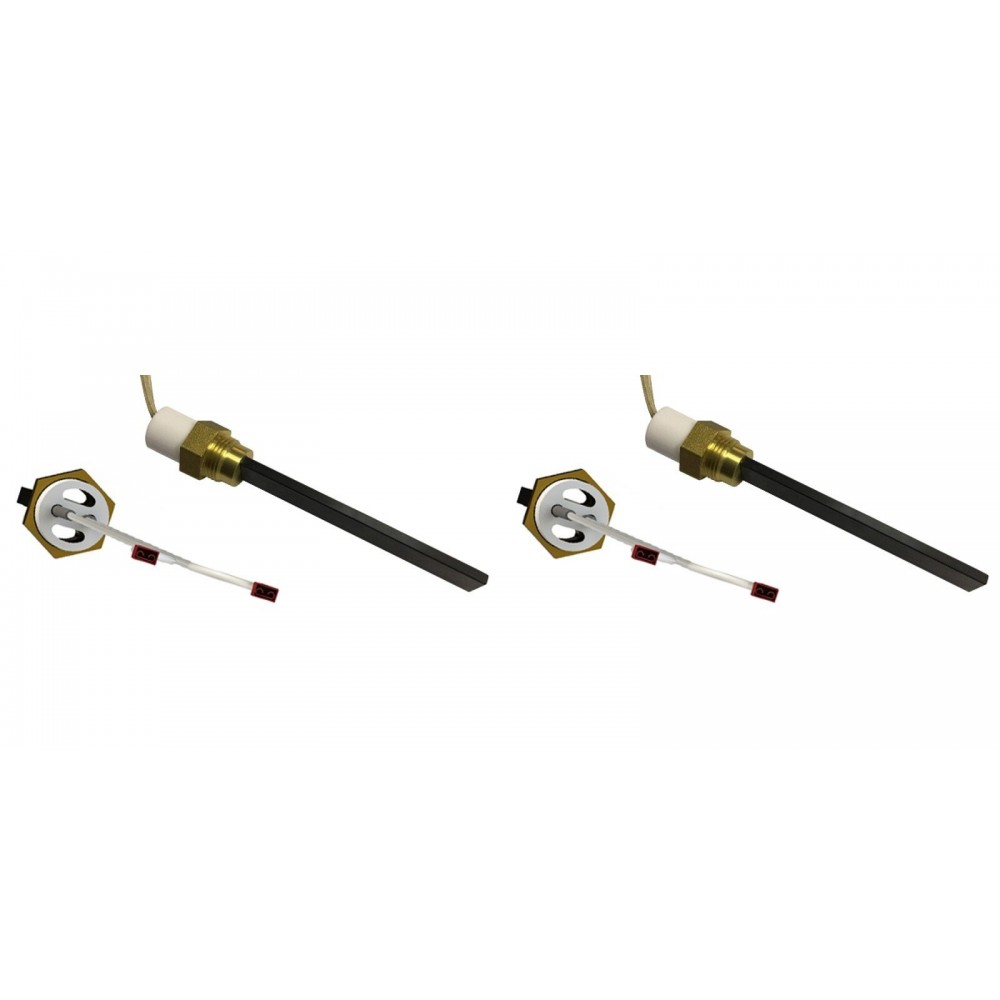 Resistencia con cristal de cuarzo negro para estufas de pellets Ferroli, Eco Spar, BURNiT y otros, longitud total 123mm, 300W - x2