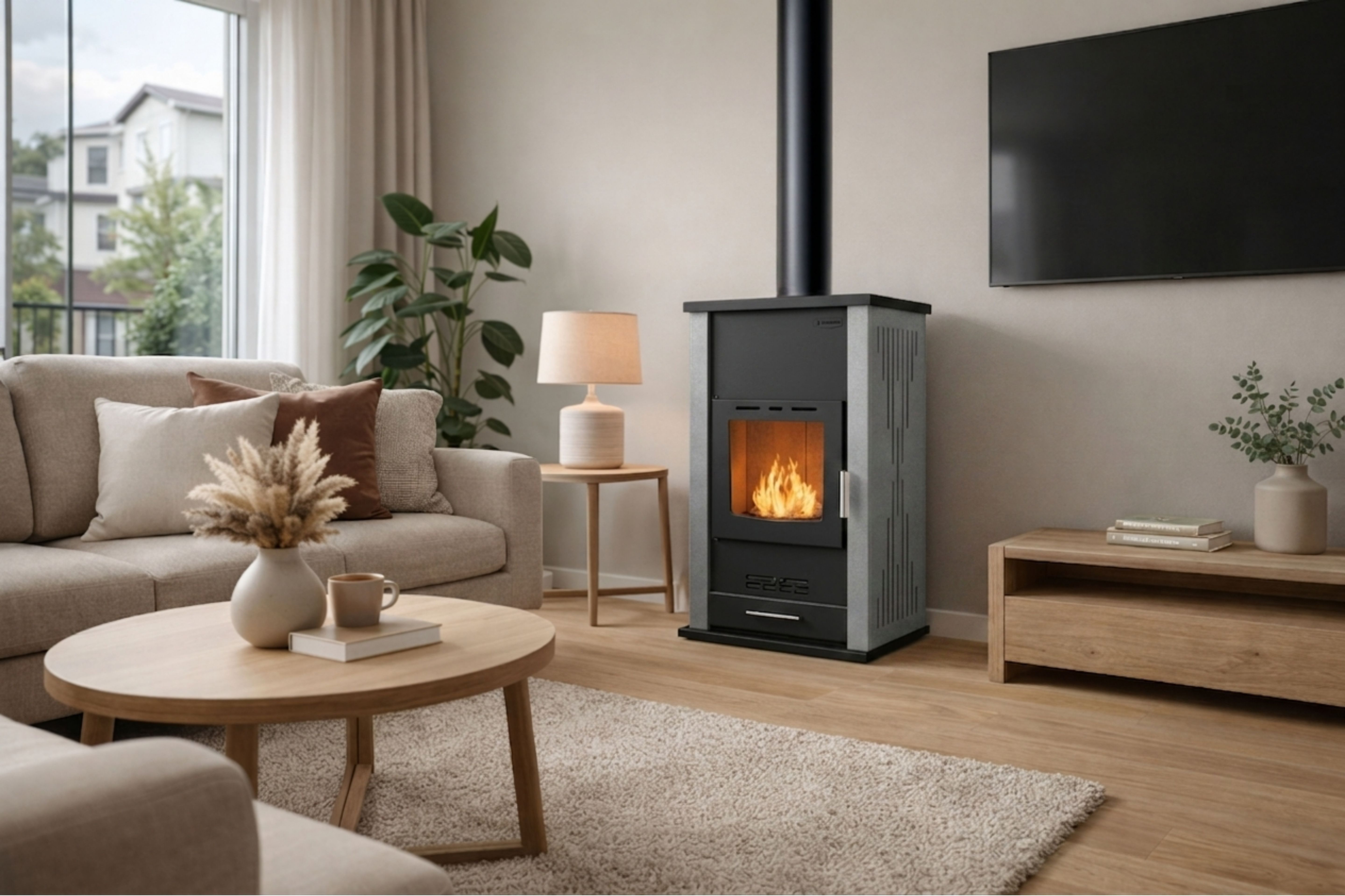 Chimenea de leña con camisa de agua